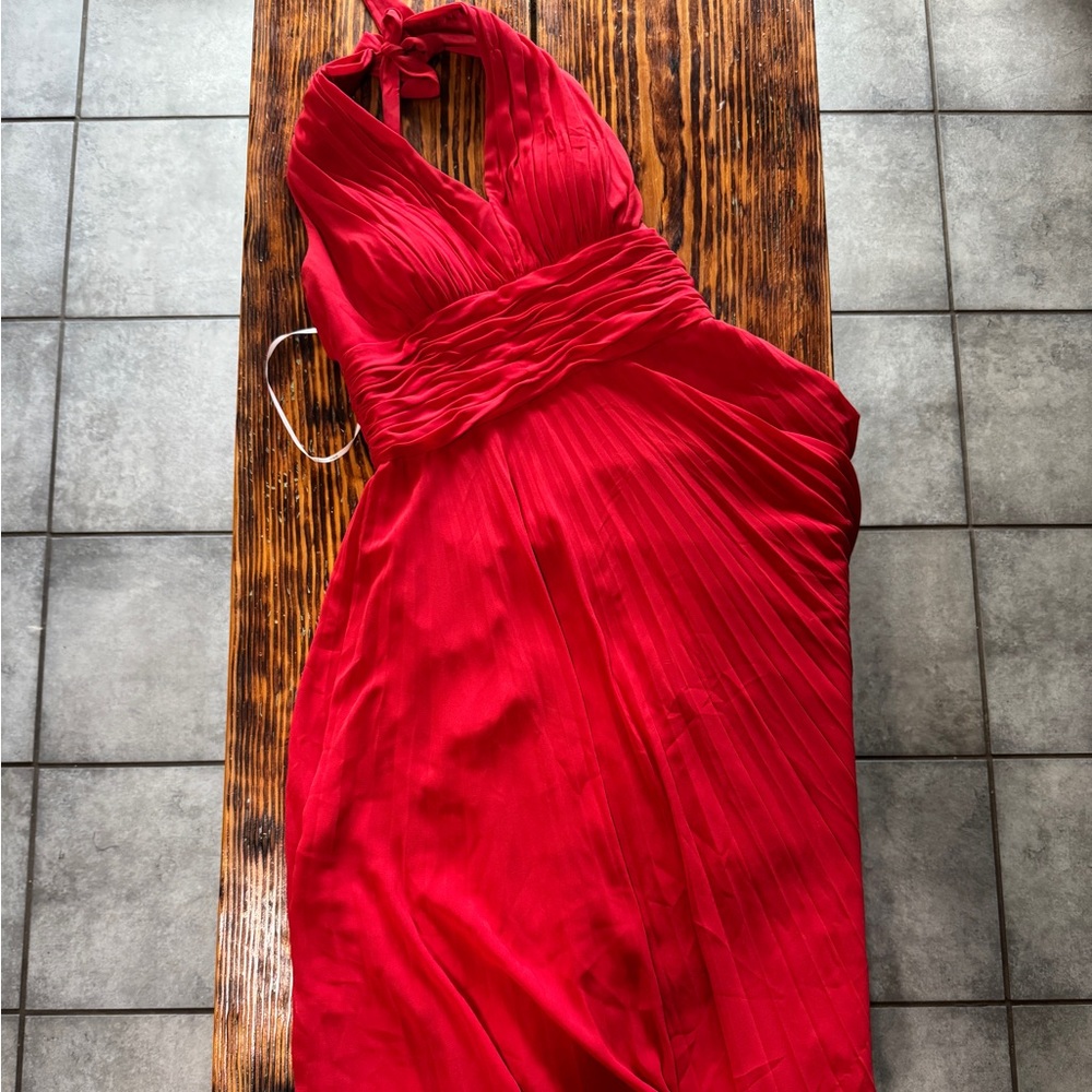 Red Marilyn Monroe Dress Donna Morgan Vibrant Red swing halter dress